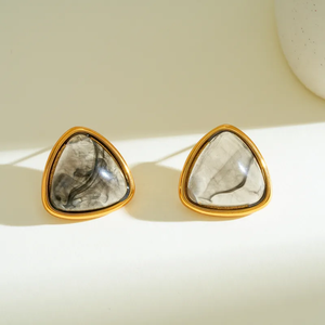 Pendientes Modernos de Acero Inoxidable 304 con Baño de Oro de 18K, Diseño Triangular con Resina, Estilo Casual y Simple para Uso Diario de Mujeres - Product Image 6