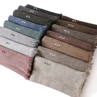 Hijab ethnique, nouveau, doux et respirant, en modal viscose rayonne teint à la main, foulard long froissé à franges avec châle plissé, en stock