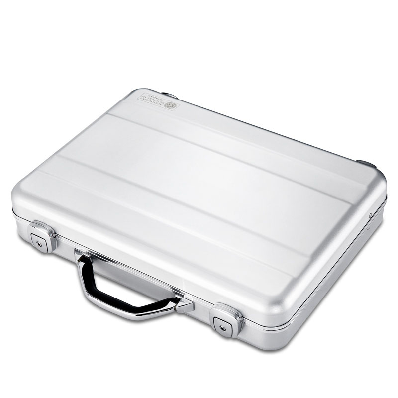 De Luxe pour hommes Porte-Documents En Métal, Boîtier en Alliage D'aluminium Magnésium avec Serrure TSA pour Voyager One-Step Mallette Pour Ordinateur Portable, Argent