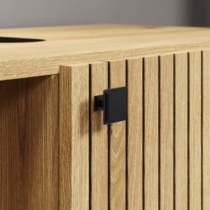 Venta al por mayor directa de fábrica: Mueble de baño bajo <span class=keywords><strong>fregadero</strong></span> con puerta de panel acanalado estilo europeo y ruedas - Product Image 5