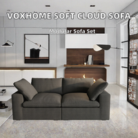 Canapé modulaire sectionnel moderne, rembourré en tissu mélange lin, garnissage éponge, en forme de L, pour salon, appartement, hôtel