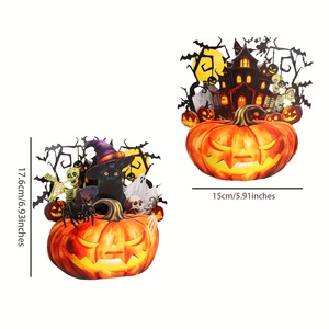 รูปแบบผีโคมไฟฟักทองรูปแบบใหม่ตะกร้าวันนักบุญมีความสุขแมวแม่มดน่ารักภายใต้แสงจันทร์3D ต้องการบัตรป๊อปอัพ - Product Image 4