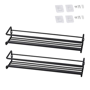 Shelf kitchen wall-mounted spice rack free punch kitchen cabinet door storage shelf black spot spice rack