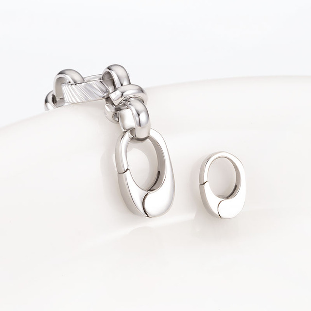 Stainless Steel Flat Oval Spring Ring Clasp Connector Clasps Jewelry Making Findings & Components