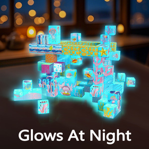 Ensemble de blocs de construction magnétiques sous-marins, blocs de construction lumineux à assembler soi-même avec tableau lumineux, jouet éducatif pour enfants - Product Image 3