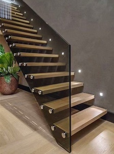 Escalera de Vidrio Interior de Nuevo Diseño <span class=keywords><strong>Alucasa</strong></span> con Peldaños de Madera Sólida, Diseño de Escalera de Vidrio Flotante - Product Image 3