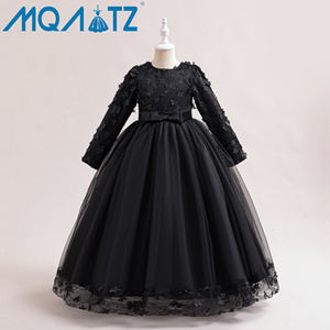 MQATZ Nuevo Vestido Elegante de Princesa <span class=keywords><strong>para</strong></span> Niñas, Vestido Floral de Manga Larga <span class=keywords><strong>para</strong></span> Bodas, <span class=keywords><strong>Fiestas</strong></span> de Cumpleaños, Diseño ODM - Product Image 5