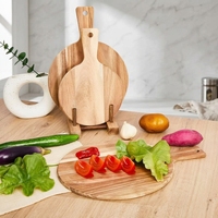 Planche à fromage ronde en bois d'acacia, ensemble de planches à pizza avec poignée, 8, 10, 12 pouces, pour fêtes, restaurants, qualité alimentaire, logo personnalisé en gros