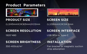 จอเสริม Jungle Leopard ขนาด 9.16 นิ้ว LCD HD ความละเอียด 1920x480 พอร์ตเชื่อมต่อ USB 9 พิน/Type-C 4 พอร์ต สำหรับเคสคอมพิวเตอร์ตั้งโต๊ะ พร้อมแถบแม่เหล็ก - Product Image 6