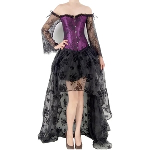 Conjunto de Corsé con Mangas de Encaje y Hombros Descubiertos para Mujer, con Falda Larga de Tul, Estilo Vintage Floral, para Bodas y Fiestas, Venta al Por Mayor de Fábrica - Product Image 4