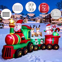 Train gonflable de Noël personnalisé de grande taille avec Père Noël, rennes et bonhomme de neige, décoration extérieure gonflable pour la cour avec lumières LED