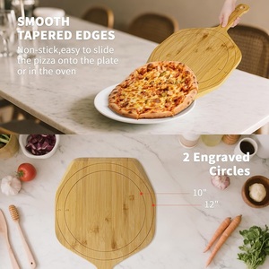 Set Server <span class=keywords><strong>Pizza</strong></span> in legno di bambù naturale adatto per <span class=keywords><strong>Pizza</strong></span> da 10/12 pollici - Product Image 3