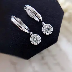 时尚珠宝14K 18k纯金0.1ct优质圆形硅石环耳环女性时尚