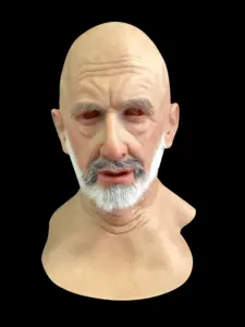 Masque en silicone réaliste de vieil homme avec barbe, <span class=keywords><strong>déguisement</strong></span> intégral pour cosplay Halloween - Product Image 1
