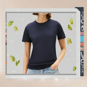 T-shirt pour femme en coton et élasthanne avec logo personnalisé, col rond, manches courtes, tee-shirt décontracté d'été - Product Image 2