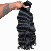 Rambut Manusia India Virgin, Bundel Rambut Alami Bergelombang, Kutikula Tertata Rapi, Kualitas Terbaik 12A, Ekstensi Rambut