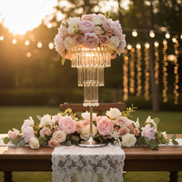 Décorations de table de centre de table élégantes pour mariage en métal et acrylique rechargeables et réglables avec télécommande