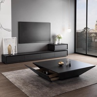Table basse en bois moderne et minimaliste avec rangement, design géométrique multifonctionnel, élégante pour le salon, mobilier de maison