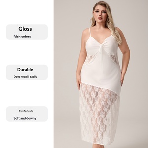 Nouvelle collection été – Pyjama camisole <span class=keywords><strong>grande</strong></span> <span class=keywords><strong>taille</strong></span> en soie glacée avec dentelle, sexy et sans manches pour <span class=keywords><strong>femme</strong></span> - Product Image 1