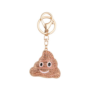Funny Poop Shaped Keychain Rhinestone Metal Car Keychain <b>Bag</b> Pendant Cute Novelty Gift for Birthday Halloween - Product Image 1