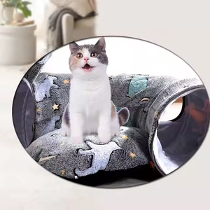 Túnel Plegable para Gatos con Colchoneta Central, Cama para Gatos con Diseño de Animales, Cojín Lavable y Plegable - Product Image 2