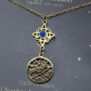 Tetraramaton acciaio inossidabile dorato occhio turco nodo della strega portafortuna protezione amuleto minimalista Fashion ciondoli - Product Image 2