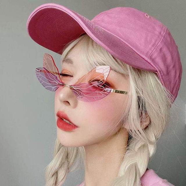 Frameless cut edge sunglasses for women Dragonfly sunglasses Funny ball glasses