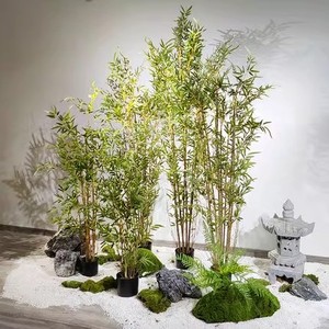 خيزران صناعي بونساي ماء ناعم نباتات خيزران خضراء غرفة معيشة فندق ديكور أوراق خيزران - Product Image 4