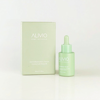 Flacon compte-gouttes en verre vert givré de 30 ml à épaule plate pour sérum et huile, avec boîte cadeau