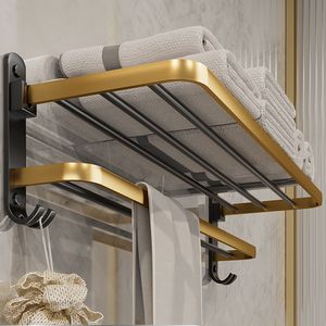 Juego de 6 Piezas de Repisas de Pared de Aleación de Aluminio Negro Dorado, Toalleros, Accesorios de <span class=keywords><strong>Baño</strong></span> - Product Image 4