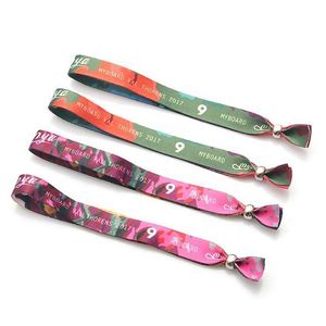 Custom Adjustable Eco-Friendly Handmade Fabric Festival Event Woven <b>Bead</b> Wristband with Logo and Custom Color - Product Image 5