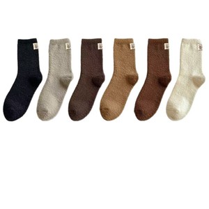 Australian Fleece Mid-Calf Socks Thickened Warm Women's Autumn Winter Soft Comfortable <b>Sleep</b> Socks With Cute Label - Product Image 5