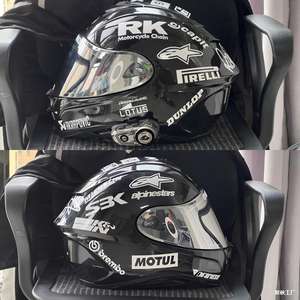 <span class=keywords><strong>Autocollant</strong></span> de casque de <span class=keywords><strong>moto</strong></span> combiné sponsorisé, réfléchissant, logo modifié, <span class=keywords><strong>autocollant</strong></span> de protection contre les rayures, fabriqué en Chine - Product Image 3