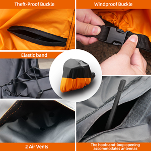 Housse de moto pliable de haute qualité résistante aux UV et imperméable pour l'extérieur Noir+Orange Polyester Marque <span class=keywords><strong>MUSE</strong></span> Garantie 1 an - Product Image 2
