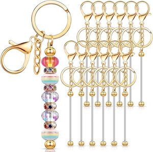 Kit de porte-clés à perler DIY, barres métalliques vierges pour la création de bijoux artisanaux avec perles en silicone, cadeau personnalisé, livraison rapide (RTS) - Product Image 1