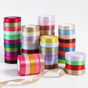 Pita Satin Grosgrain 1cm gulungan 22 meter untuk dekorasi pesta Natal pernikahan pita kerajinan pita DIY - Product Image 1