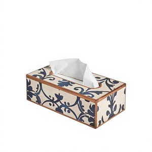 Boîte de rangement pour mouchoirs Meena en MDF, design classique, faite à la main, écologique, porte-mouchoirs en bois imprimé, couvercle décoratif pour boîte à mouchoirs - Product Image 3