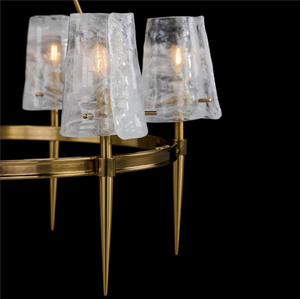 Lustre rond à 6 lumières en verre élégant américain pour <span class=keywords><strong>la</strong></span> <span class=keywords><strong>d</strong></span>écoration de <span class=keywords><strong>la</strong></span> maison, salon, <span class=keywords><strong>chambre</strong></span> à coucher, hôtel - Product Image 3