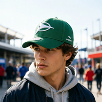 Casquette de baseball brodée 3D personnalisée, verte, à fermeture snapback, 6 panneaux, en sergé de coton, unisexe, toutes saisons, 58-60 cm, pour les fans de l'équipe