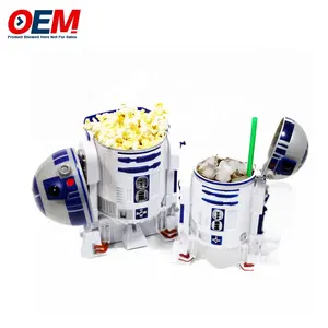 Plastic Popcorn Bucket with Lid Custom Printed Movie Star Food Customer Logo Accepted Bowl Comic Character Design with Handle