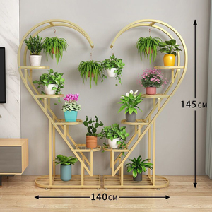 Panier de rangement multi-niveaux moderne et luxueux pour l'intérieur, pot de <span class=keywords><strong>fleurs</strong></span> en céramique vert aneth glacé plaqué or, support pour plantes pour la maison et le jardin, du sol au plafond - Product Image 1