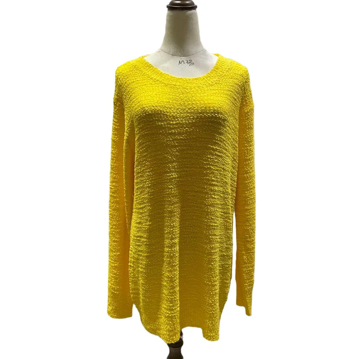 Women O Neck Long Sleeve Slim fit Pullover OEM ODM Yellow Custom Knit Casual Sweater for Ladies