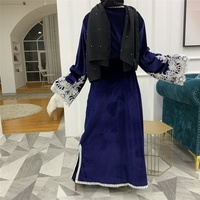 1847 #   Kimono Abaya en velours respirant pour femme, design automne-hiver, cardigan ouvert, robe hijab noire, taille Dubaï