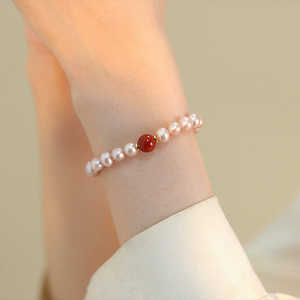 Pulsera de ágata Nanhong con perlas naturales de agua dulce de color rosa púrpura 400g - Product Image 3