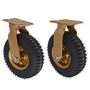 8 Inch ChengShin Pneumatic Caster Wheel Rubber Tire Wheel Black Wheel <strong>Flat</strong> Universal Casters - Product Image 2