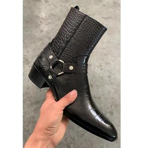 Botines <span class=keywords><strong>Chelsea</strong></span> para Hombre Zapatos de Alta Calidad Botas de Punta Aguda con Cierre de Piel Genuina de Vaca - Product Image 2