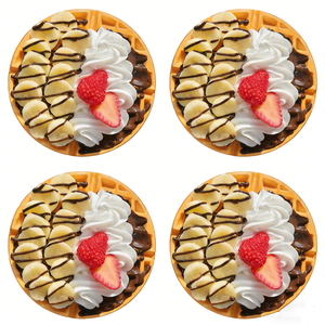 Modelo de plástico hecho a mano, ecológico, de plátano, fresa y gofre de 18 cm, realista, artificial, con crema batida y gotas de chocolate, accesorio. - Product Image 1