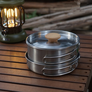 <span class=keywords><strong>Set</strong></span> di pentole da Picnic con manico pieghevole in acciaio inossidabile da campeggio per esterni - Product Image 4