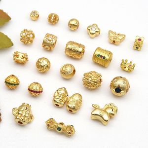 Perles dorées sablées de style ancien, préservant la couleur, avec mantra à six caractères à motif en zigzag, cheval en bois, vajra, interloc - Product Image 5