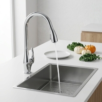Robinet de cuisine Momali en laiton massif avec douchette extractible, mitigeur d'évier pivotant à 360°, plaqué, eau chaude et froide, sans plomb